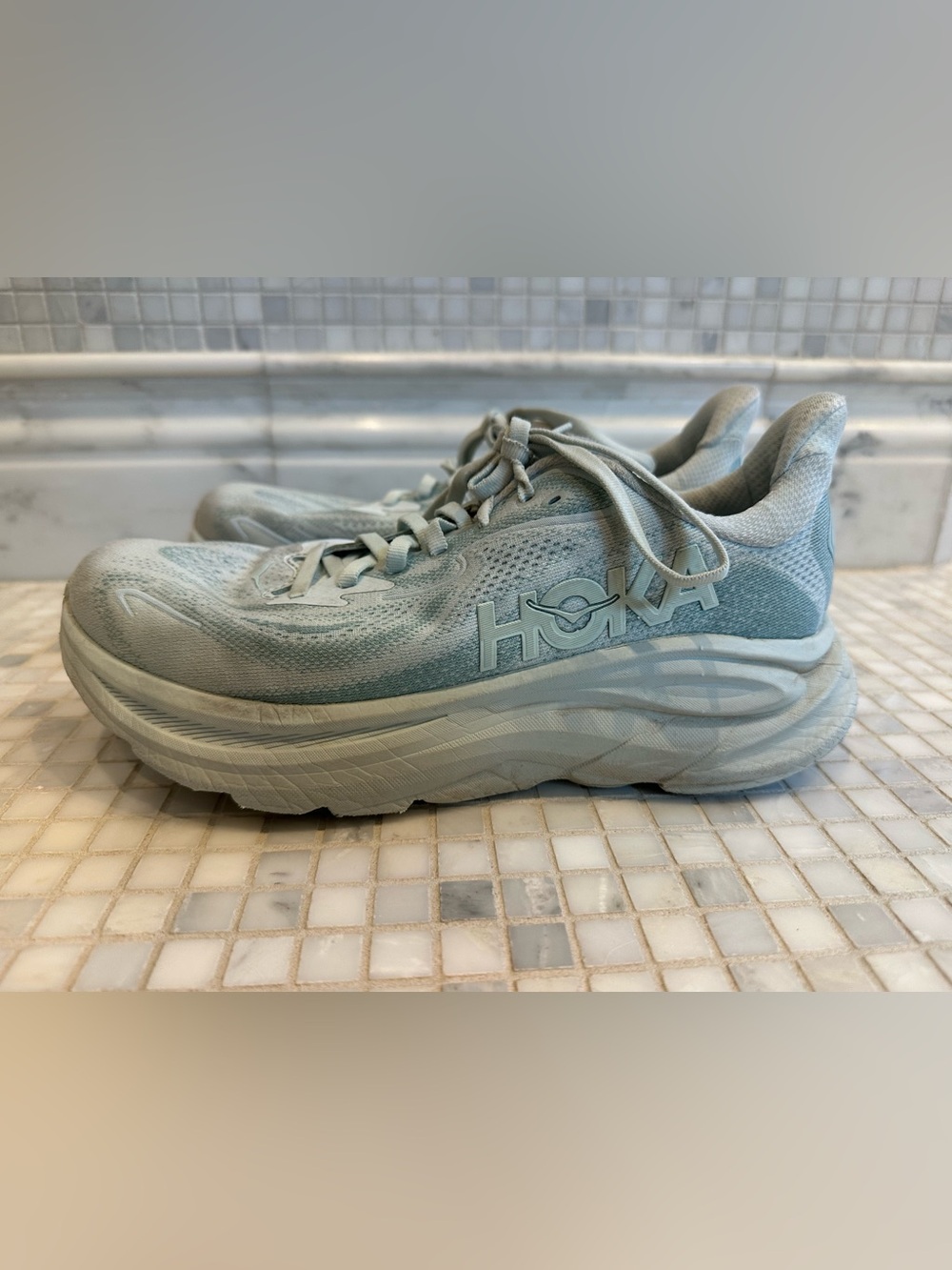 Hoka Ladies Clifton 10 Pale Blue Running Sneakers